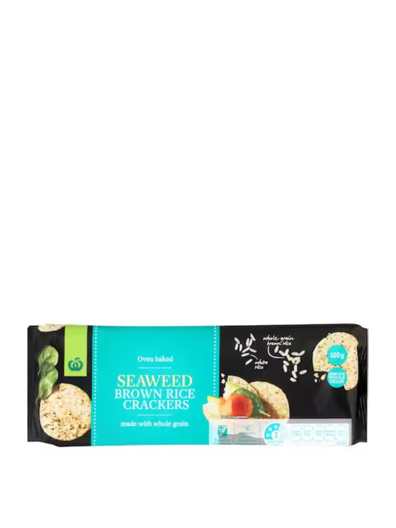 WOOLWORTHS BROWN RICE CRACKER SEAWEED 100G