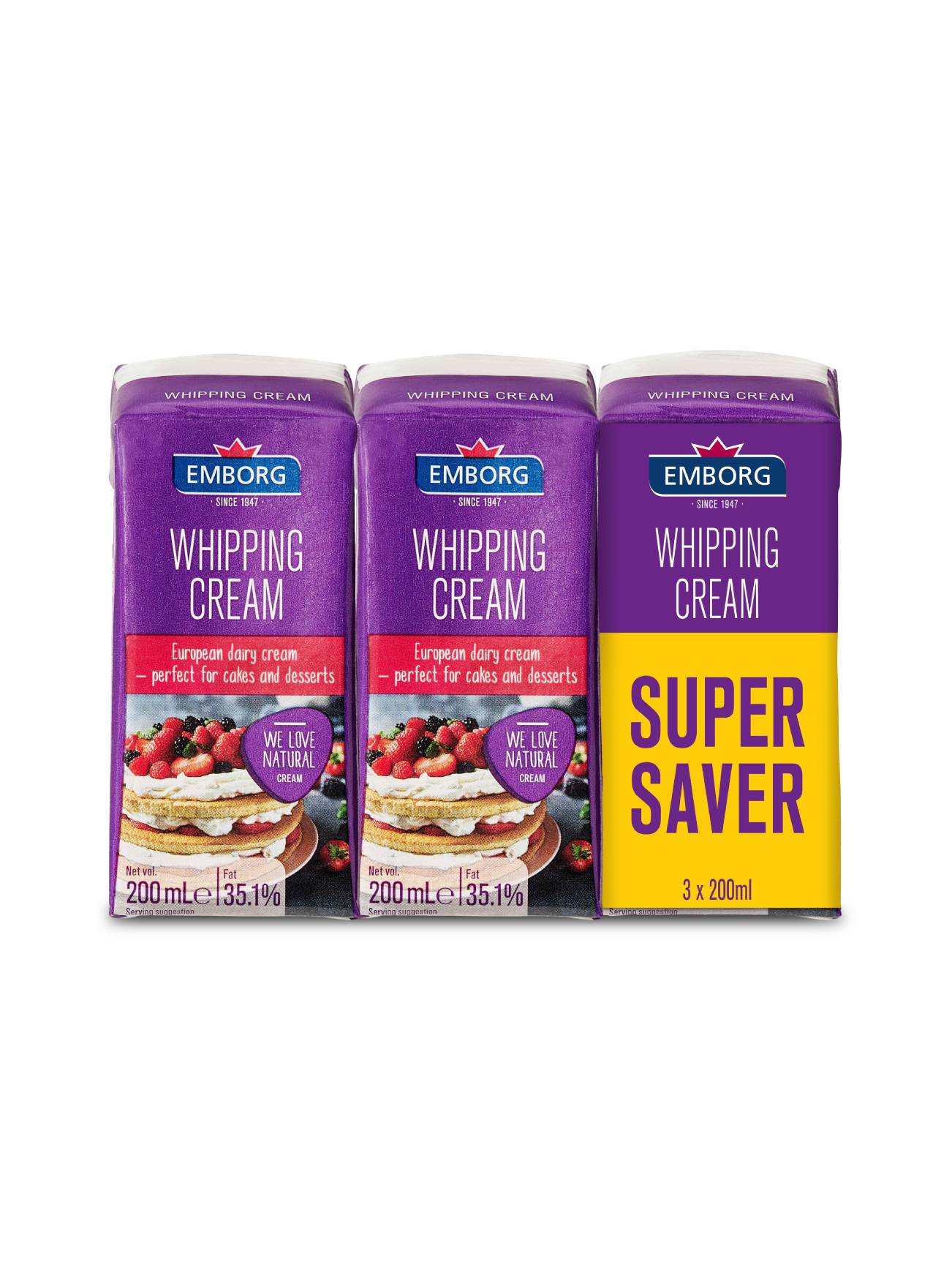 EMBORG UHT WHIPPING CREAM 3X200ML